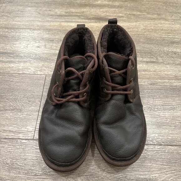 UGG Neumel Dark Brown Leather Shearling Wool Lined Chukka Boots Men\'s size 11 main image 6